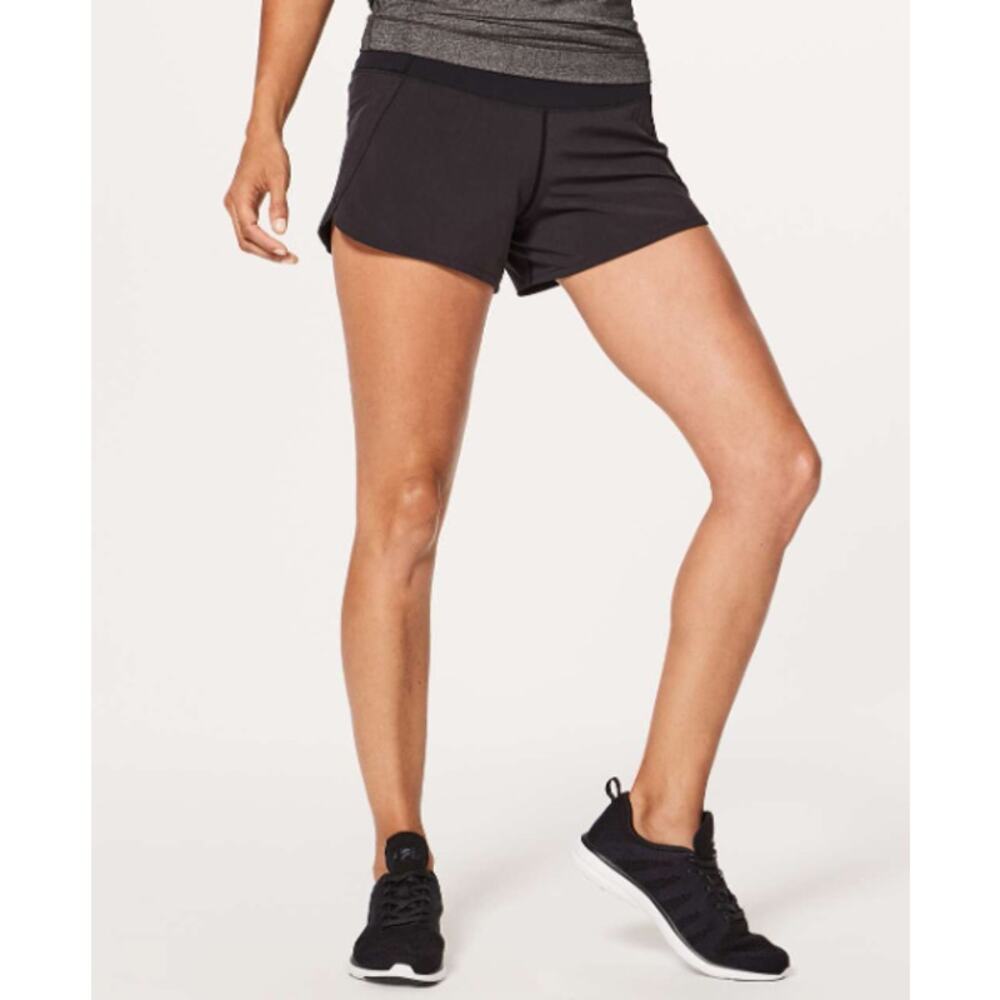 Lululemon Run Times Short II Black Unlined Women's Size 6 Gym Athleisure